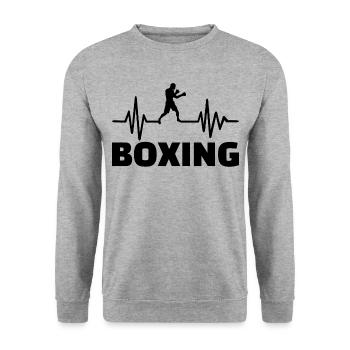 Boxing Man Sport Courage - Unisex Sweatshirt - salt & pepper - Front - Alina (178cm) & Michal (187cm)