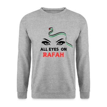 All eyes on Rafah - Unisex Pullover - Weißgrau meliert - Vorne - Alina (178cm) & Michal (187cm)