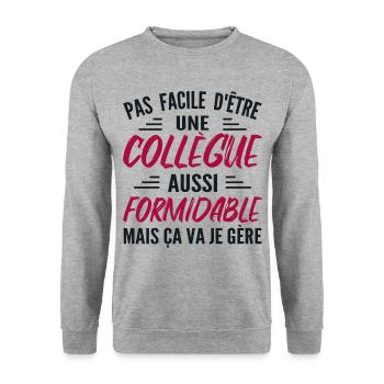 Great colleague | Humor Woman Colleague - Unisex Sweatshirt - salt & pepper - Front - Alina (178cm) & Michal (187cm)