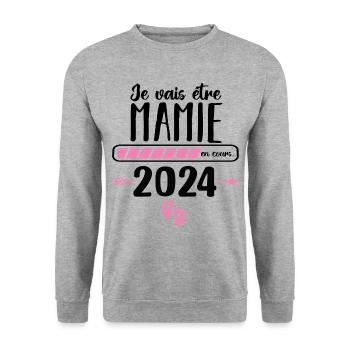 Je vais être mamie en 2024 cadeau fête grand mères - Sweat-shirt Unisexe - gris chiné - Devant - Alina (178cm) & Michal (187cm)