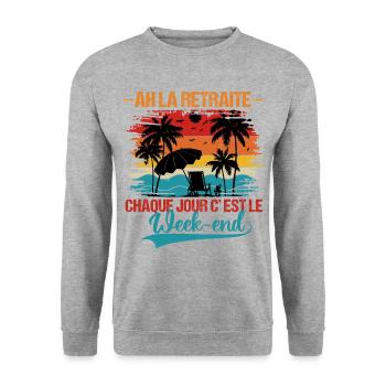 La retraite humour retraite cadeau pour retraité - Sweat-shirt Unisexe - gris chiné - Devant - Alina (178cm) & Michal (187cm)