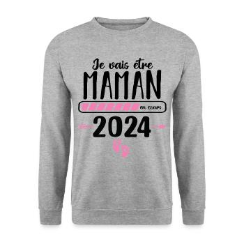 Je vais être maman en 2024 annonce naissance bébé - Sweat-shirt Unisexe - gris chiné - Devant - Alina (178cm) & Michal (187cm)