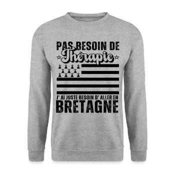 Pas Besoin De Thérapie Aller En Bretagne - Sweat-shirt Unisexe - gris chiné - Devant - Alina (178cm) & Michal (187cm)