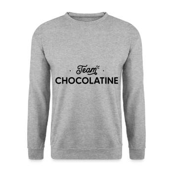 team Chocolatine - Sweat-shirt Unisexe - gris chiné - Devant - Alina (178cm) & Michal (187cm)