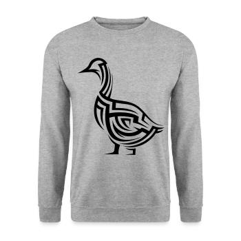 Ente Tribal Tattoo - Unisex Pullover - Weißgrau meliert - Vorne - Alina (178cm) & Michal (187cm)