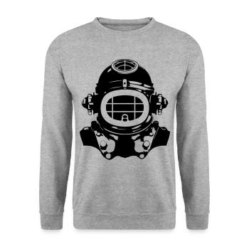 Diving Helmet Diving Apnea Vintage - Unisex Sweatshirt - salt & pepper - Front - Alina (178cm) & Michal (187cm)