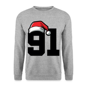91 Numéro Noël - Sweat-shirt Unisexe - gris chiné - Devant - Alina (178cm) & Michal (187cm)