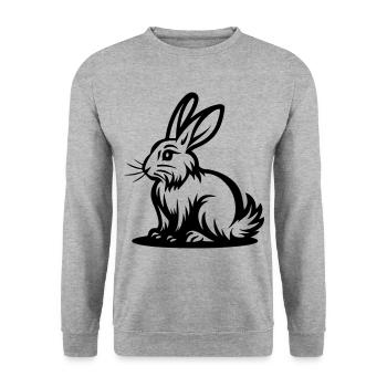 Osterhase Icon Ostern - Unisex Pullover - Weißgrau meliert - Vorne - Alina (178cm) & Michal (187cm)