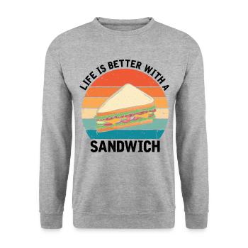 Life is Better with Sandwich Food BBQ - Unisex Sweatshirt - salt & pepper - Front - Alina (178cm) & Michal (187cm)