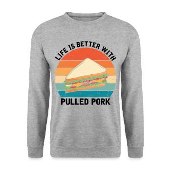 Food Love Sandwich Baguette Ketchup - Sweat-shirt Unisexe - gris chiné - Devant - Alina (178cm) & Michal (187cm)