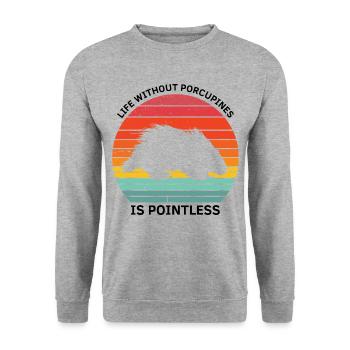 Stachelschweine Designs für Tierliebhaber Nagetier - Unisex Pullover - Weißgrau meliert - Vorne - Alina (178cm) & Michal (187cm)