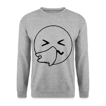 Emoji niesen Skizze schwarz - Unisex Pullover - Weißgrau meliert - Vorne - Alina (178cm) & Michal (187cm)