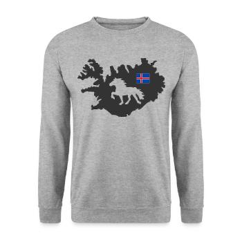 Icelandic horse with the outline of the island - Unisex Sweatshirt - salt & pepper - Front - Alina (178cm) & Michal (187cm)