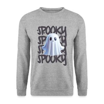 Spooky Ghost Geist Halloween - Unisex Sweatshirt - salt & pepper - Front - Alina (178cm) & Michal (187cm)