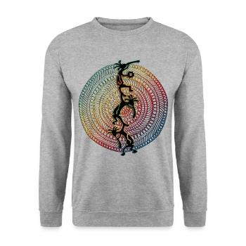 Kokopelli Musician Acrobats - Mandala 1 - Sweat-shirt Unisexe - gris chiné - Devant - Alina (178cm) & Michal (187cm)