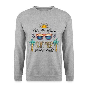 Nimm mich mit, wo der Sommer nie endet, Sommerstimmung, Sonne - Unisex Pullover - Weißgrau meliert - Vorne - Alina (178cm) & Michal (187cm)