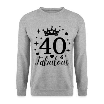 40. Geburtstag. Fabelhaft 40 - Unisex Pullover - Weißgrau meliert - Vorne - Alina (178cm) & Michal (187cm)
