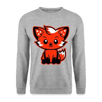 Fuchs Comic - Unisex Pullover - Weißgrau meliert - Vorne - Alina (178cm) & Michal (187cm)