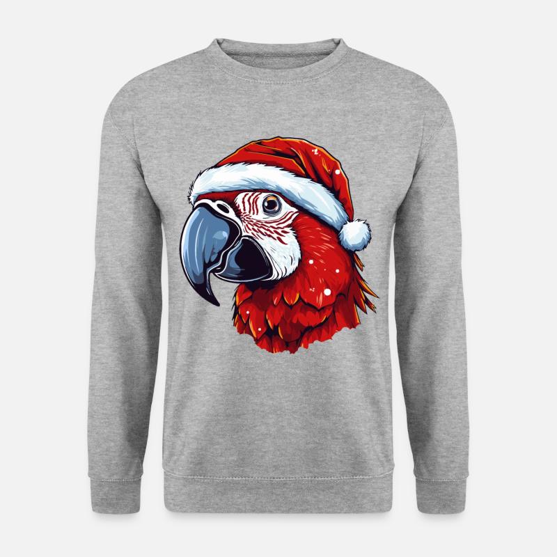Papagei Weihnachten Tier Kopf - Unisex Pullover - Weißgrau meliert