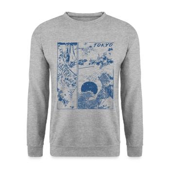 Japon - Sweat-shirt Unisexe - gris chiné - Devant - Alina (178cm) & Michal (187cm)