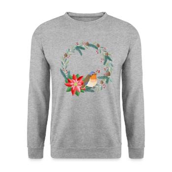 Christmas wreath can be personalized with your text - Unisex Sweatshirt - salt & pepper - Front - Alina (178cm) & Michal (187cm)