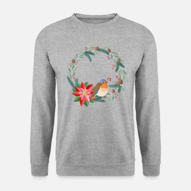 Weihnachtskranz personalisierbar mit deinem Text - Unisex Pullover - Weißgrau meliert