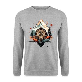 Compass Mountains - Unisex Sweatshirt - salt & pepper - Front - Alina (178cm) & Michal (187cm)