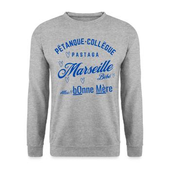 Tee-shirt Sweat Marseille Fun - Sweat-shirt Unisexe - gris chiné - Devant - Alina (178cm) & Michal (187cm)