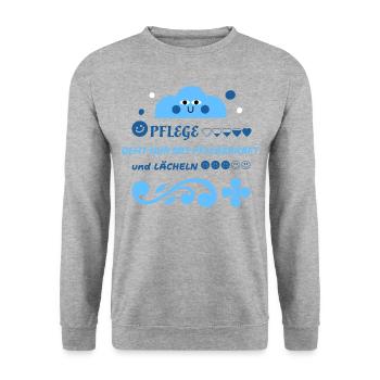 Care is only possible with a caregiver and a smile - Unisex Sweatshirt - salt & pepper - Front - Alina (178cm) & Michal (187cm)