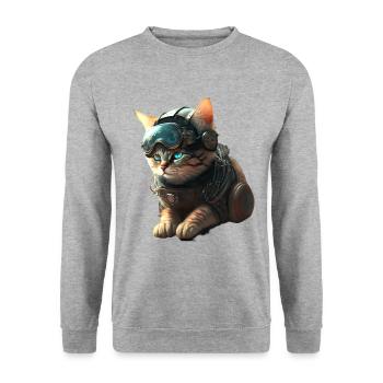 Futuristic cat - Unisex Sweatshirt - salt & pepper - Front - Alina (178cm) & Michal (187cm)