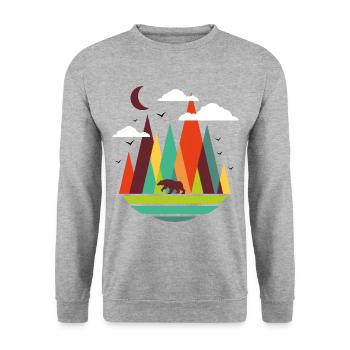 Colorful mountains bear - Unisex Sweatshirt - salt & pepper - Front - Alina (178cm) & Michal (187cm)