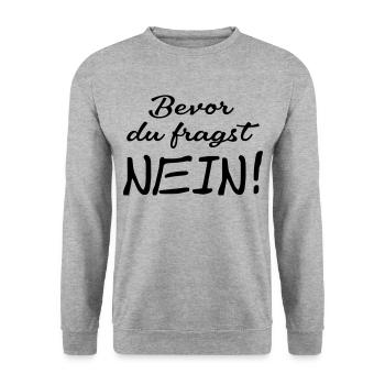Bevor du fragst Nein - Unisex Pullover - Weißgrau meliert - Vorne - Alina (178cm) & Michal (187cm)