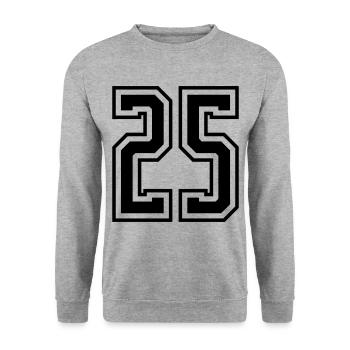 25 Zahl nummer - Unisex Pullover - Weißgrau meliert - Vorne - Alina (178cm) & Michal (187cm)