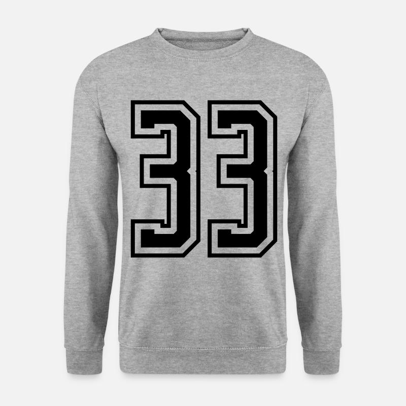 33 Numéro de numéro - Sweat-shirt Unisexe - gris chiné