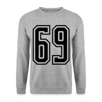 69 Number number - Unisex Sweatshirt - salt & pepper - Front - Alina (178cm) & Michal (187cm)