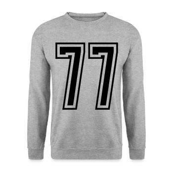 77 Number number - Unisex Sweatshirt - salt & pepper - Front - Alina (178cm) & Michal (187cm)