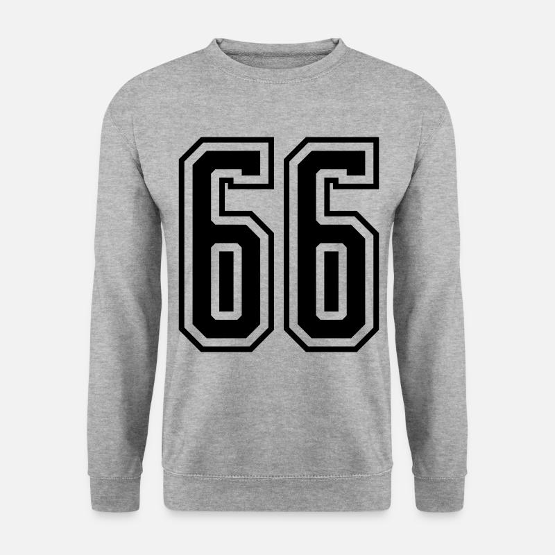66 Zahl nummer - Unisex Pullover - Weißgrau meliert