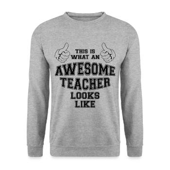 C'est à quoi ressemble un professeur génial. École - Sweat-shirt Unisexe - gris chiné - Devant - Alina (178cm) & Michal (187cm)