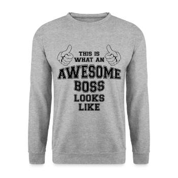 This is what an awesome boss looks like Gifts - Unisex Sweatshirt - salt & pepper - Front - Alina (178cm) & Michal (187cm)