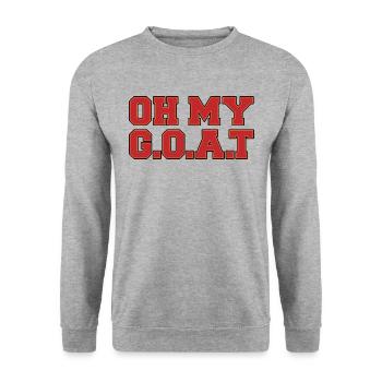 OH MY GOAT AMERICAN FOOTBALL TB FAN GESCHENK - Unisex Pullover - Weißgrau meliert - Vorne - Alina (178cm) & Michal (187cm)