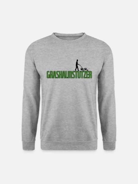Grashalmstutzer Rasenmäher Gärtner Geschenkidee - Unisex Pullover - Weißgrau meliert