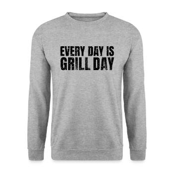 Grill Sayings Every Day is Grill Day Grilling - Unisex Sweatshirt - salt & pepper - Front - Alina (178cm) & Michal (187cm)