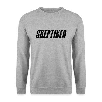 Skeptiker Statement Design Geschenkidee - Unisex Pullover - Weißgrau meliert - Vorne - Alina (178cm) & Michal (187cm)