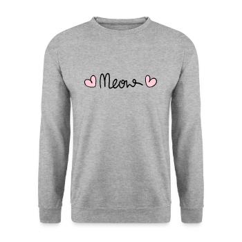 Meow Cat Cat Lovers Gift - Unisex Sweatshirt - salt & pepper - Front - Alina (178cm) & Michal (187cm)
