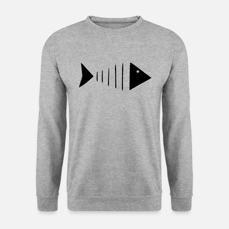 Fischgräte Fisch Angler Fischer - Unisex Pullover - Weißgrau meliert