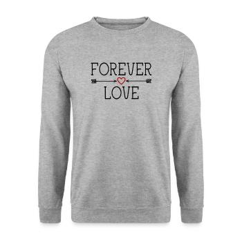 FOREVER LOVE - Valentinstag Geburtstag Weihnachten - Unisex Pullover - Weißgrau meliert - Vorne - Alina (178cm) & Michal (187cm)