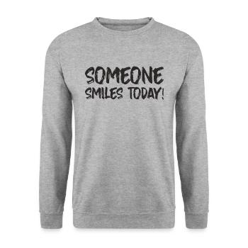 QUELQU’UN SOURIT AUJOURD’HUI - Sweat-shirt Unisexe - gris chiné - Devant - Alina (178cm) & Michal (187cm)