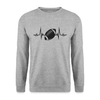 ECG Pulse Heart Line Football US Sports Gift - Unisex Sweatshirt - salt & pepper - Front - Alina (178cm) & Michal (187cm)