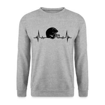 ECG Pulse Heart Line Football Helmet US Sports Gift - Unisex Sweatshirt - salt & pepper - Front - Alina (178cm) & Michal (187cm)