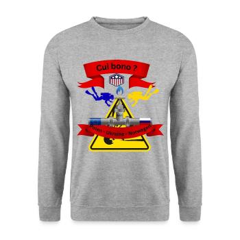 Cui bono Pipeline - Unisex Pullover - Weißgrau meliert - Vorne - Alina (178cm) & Michal (187cm)